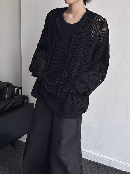 Oversize Hollow-Out Pullover Knit Sweater WN19357