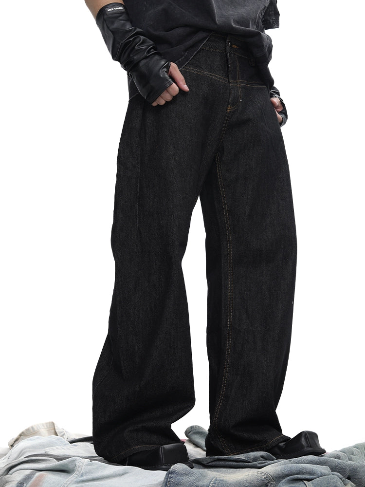 Curved Cut Straight Denim Jeans WN18707