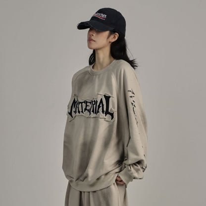 Dirty Washed Logo Print Sweatshirt WN25789