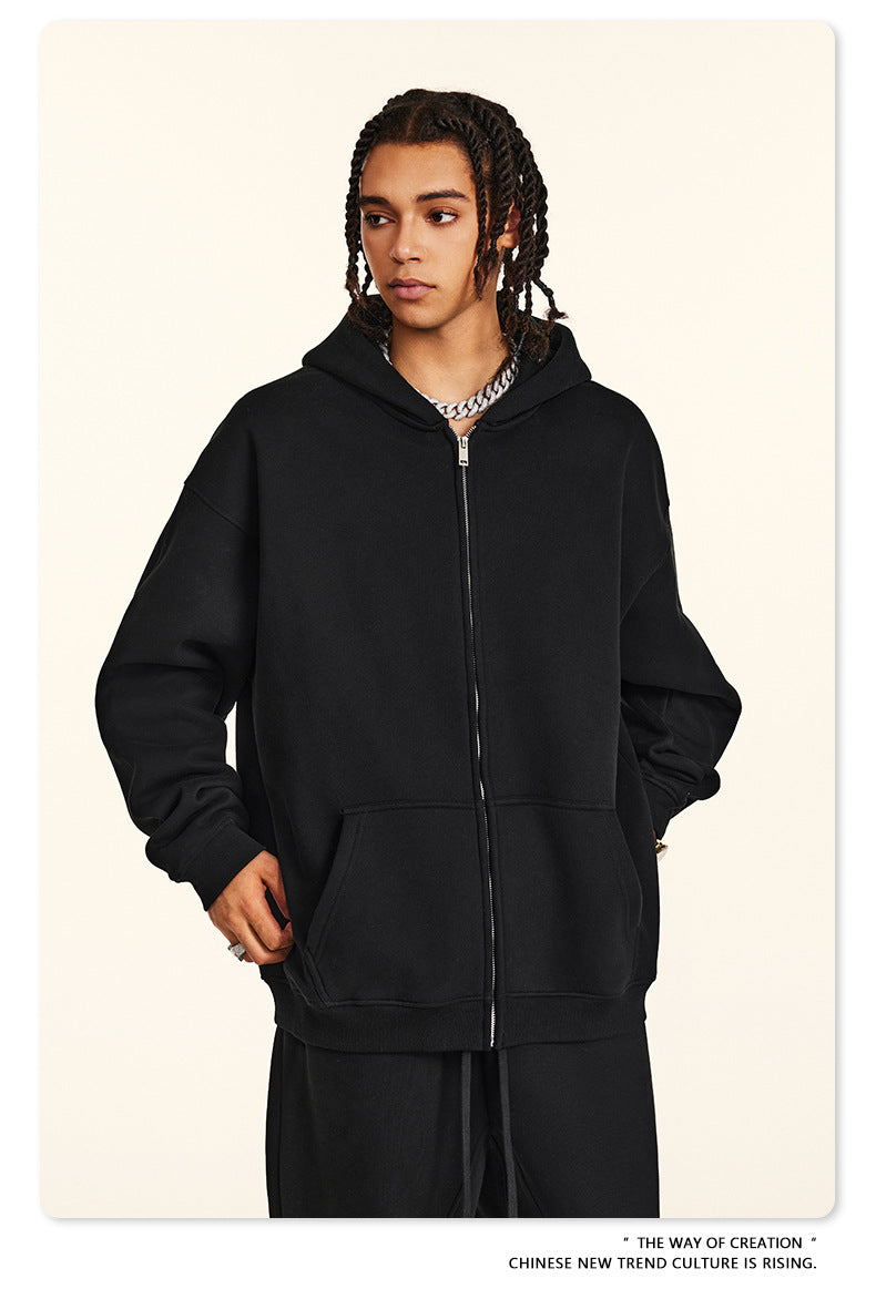 Fleece Lining Oversize Washed Zipper Hoodie WN9943