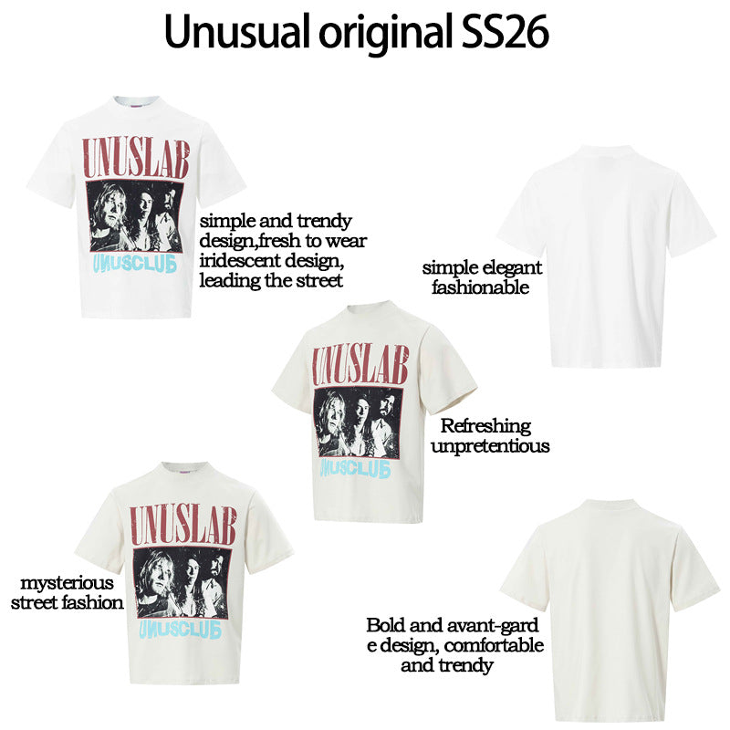 Graphic Portrait Print Short Sleeve T-Shirt WN25952