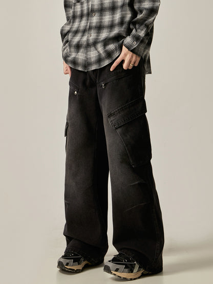 Wide-leg Straight Cargo Denim Jeans WN6234