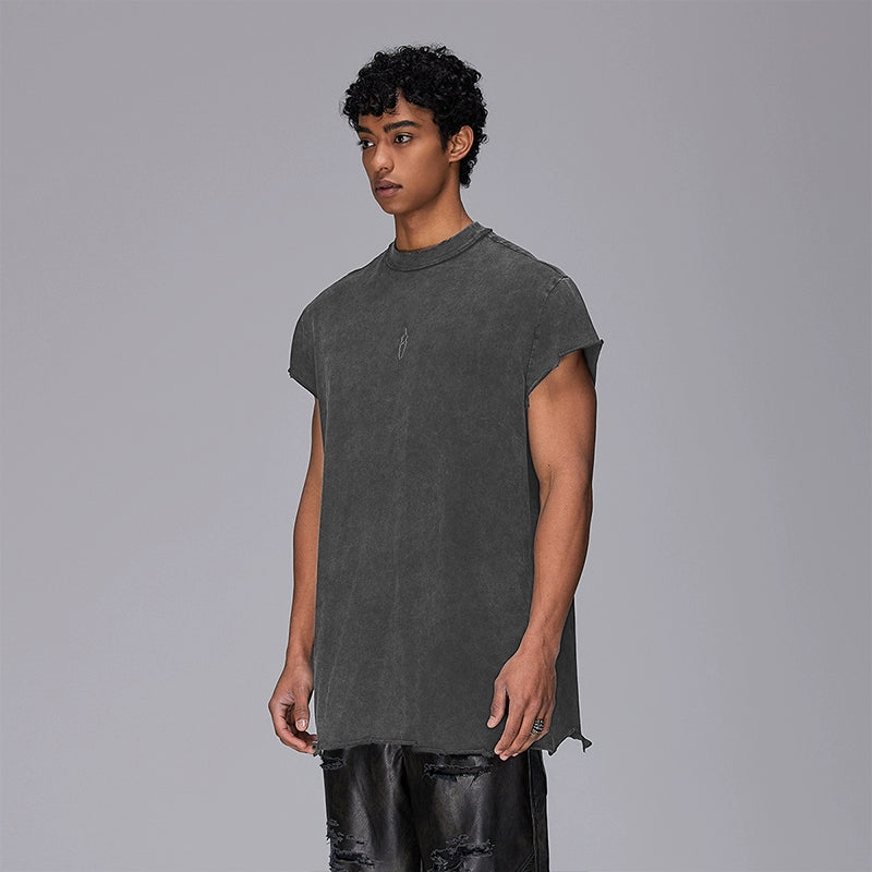 Graphic Print Washed Damage Short SleeveT-Shirt WN17825