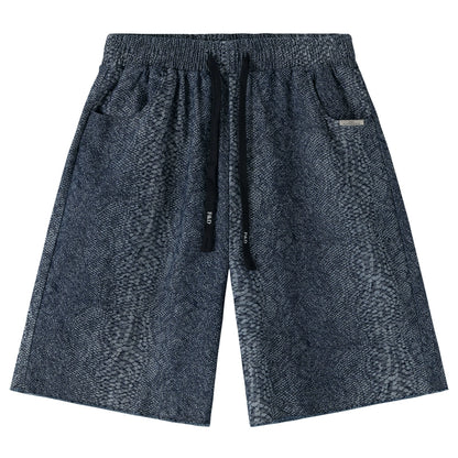 Snake Scale Pattern Wide Leg Half Pants WN17505