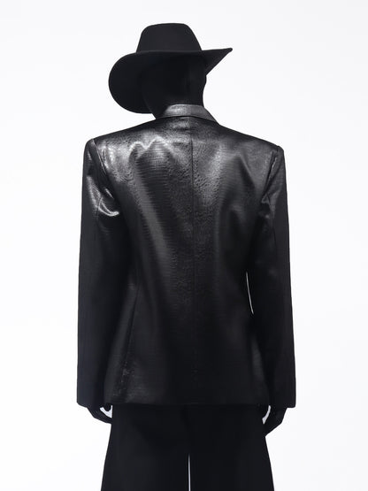 Buckle Decor Shoulder-Pad Tailored Jacket WN23671