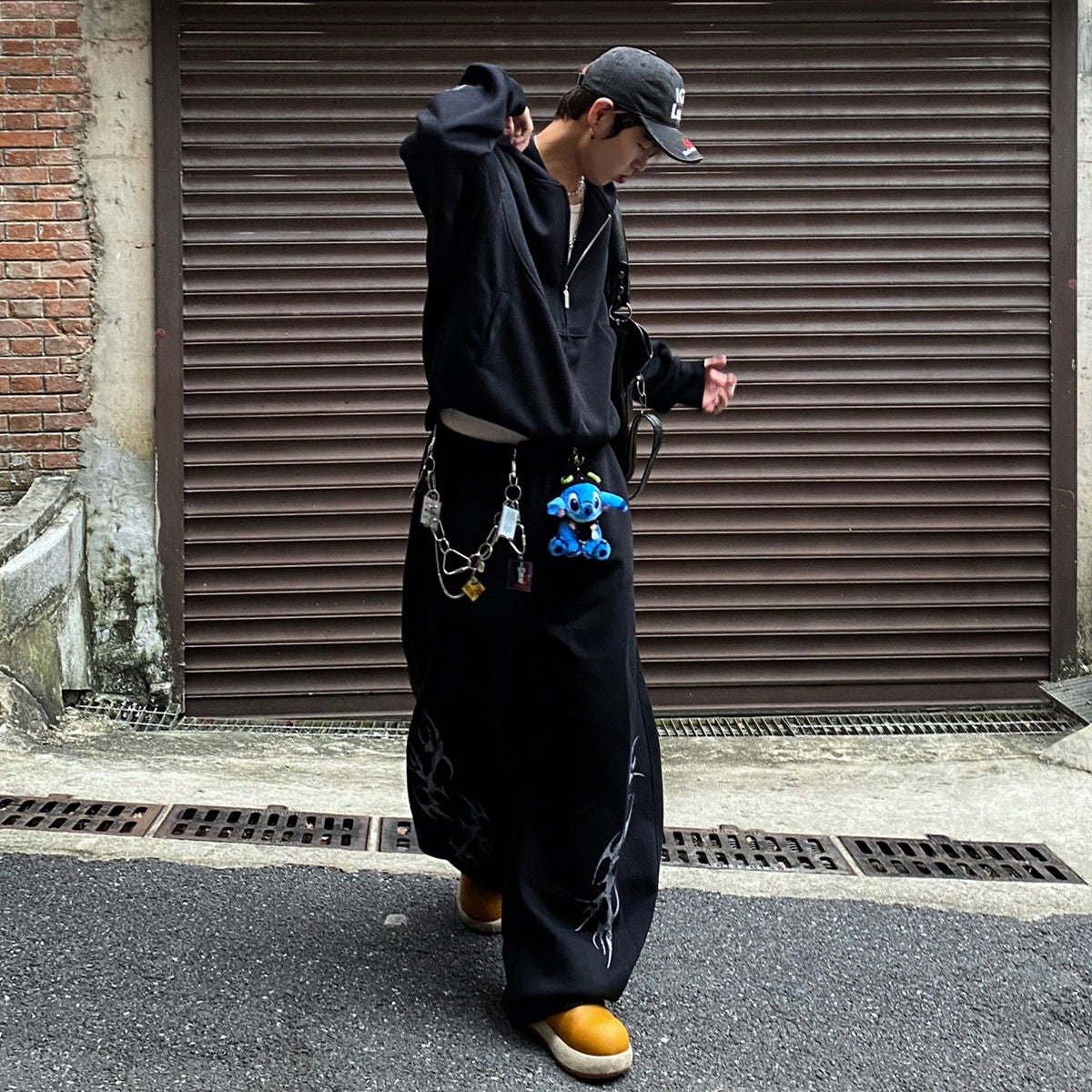 Thorn Print Zipper Hoodie & Thorn Print Wide Leg Sweatpants Setup WN25656