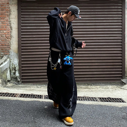 Thorn Print Zipper Hoodie & Thorn Print Wide Leg Sweatpants Setup WN25656