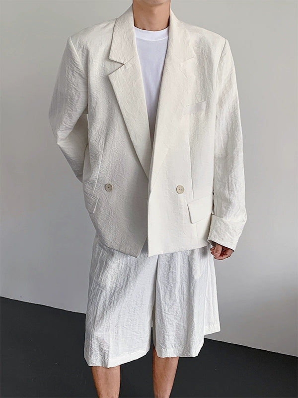 Button Closure Design Jacket & Plain Half Pants Setup WN19280