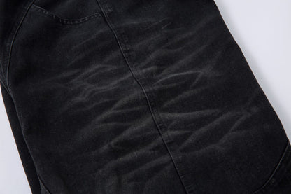 Wash Wide Leg Denim Cargo Jeans WN14132