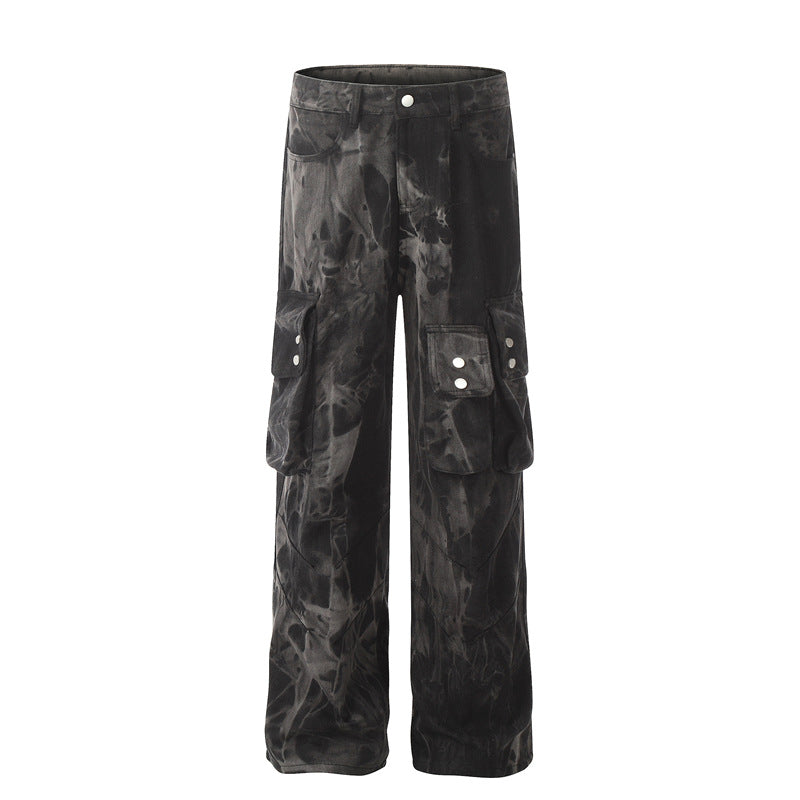 Tie-Dye Multi-Pocket Camouflage Cargo Denim Jeans WN11202