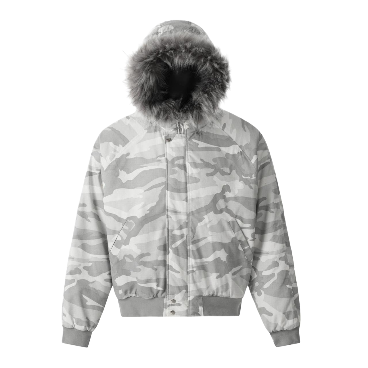 Camouflage Fake Fur Collar Hooded Jacket WN10956