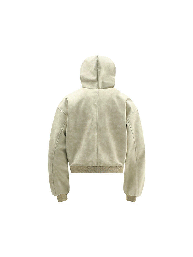 Fur Plush Hooded Suede Zipper Jacket WN22176