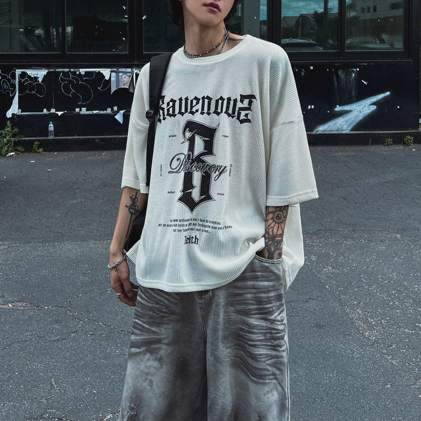 Letter Print Oversize Short Sleeve T-Shirt WN20267