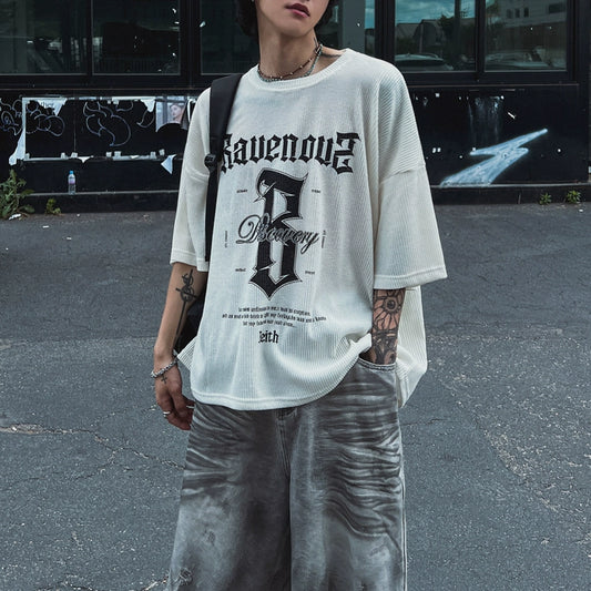 Letter Print Oversize Short Sleeve T-Shirt WN20267