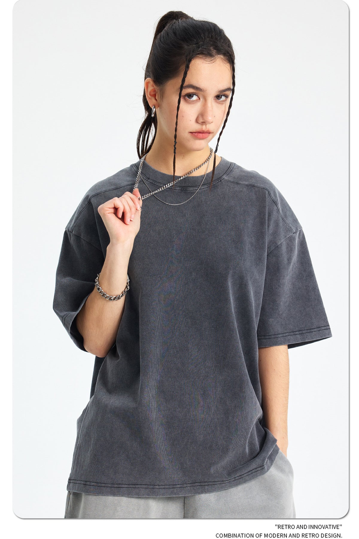 Washed Plain Oversize Short Sleeve T-Shirt WN16261