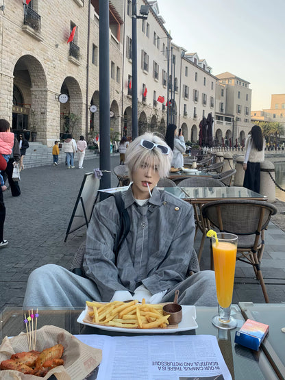 Asymmetrical Button Metal Necktie Long Sleeve Shirt WN19808