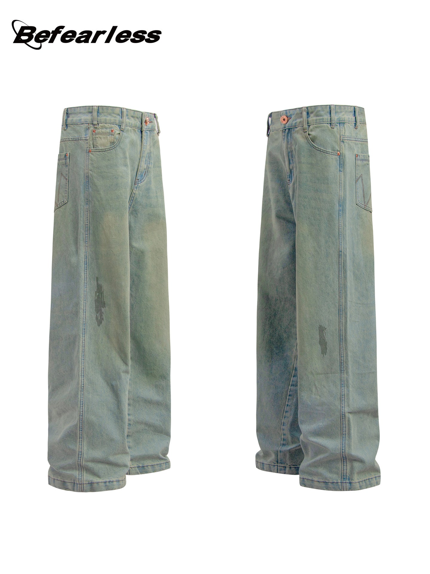 Washed Loose Straight Denim Jeans WN26326