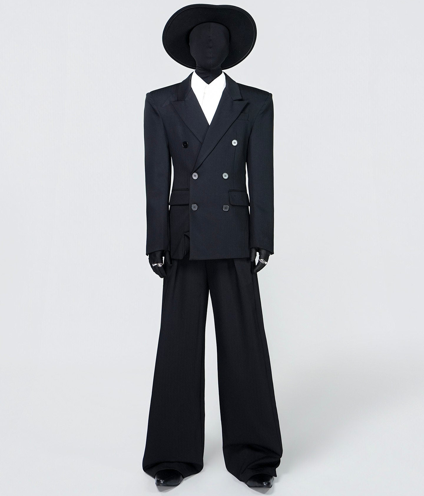 Double Breasted Tailored Jacket & Wide Leg Pleats Trousers Setup WN24307