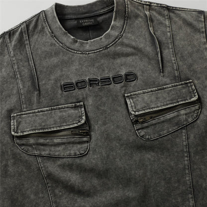 Washed Flap Pocket Short Sleeve T-Shirt WN26794