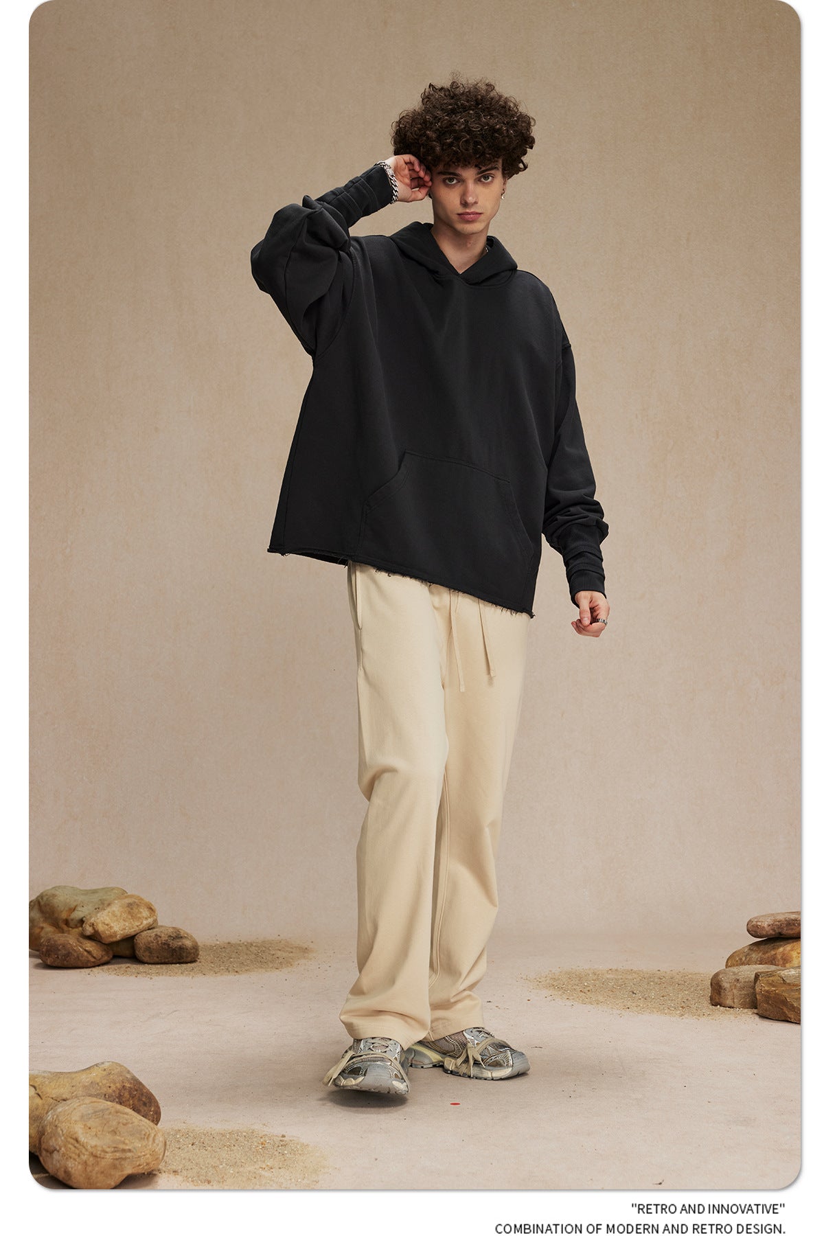 Cut-off Design Thumb Hole Oversize Hoodie WN9982