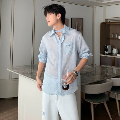 Thin Stripe Sunscreen Long Sleeve Shirt WN20456