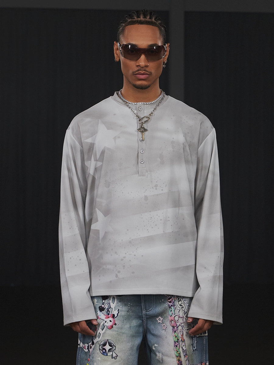 Graffiti Star Print Long Sleeve T-Shirt WN17146