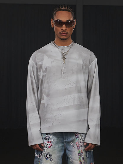 Graffiti Star Print Long Sleeve T-Shirt WN17146