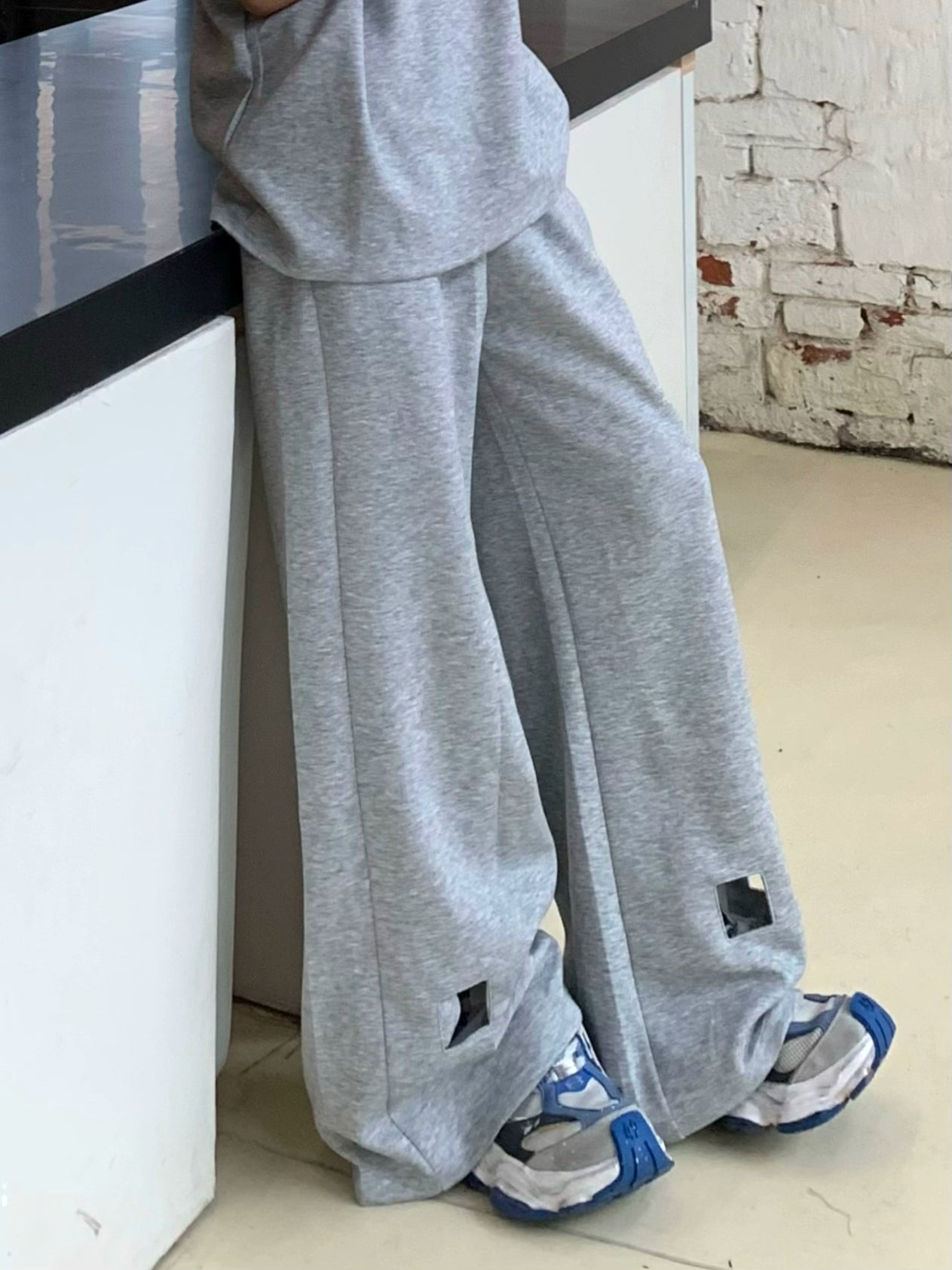 Damage Plain Short Sleeve T-Shirt & Wide Leg Pants Setup WN19729