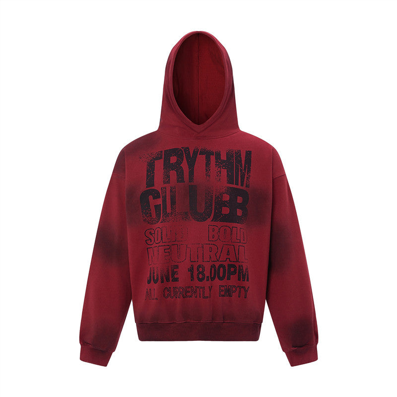 Letter Tie-Dye Heavyweight Short Pullover Hoodie WN24257