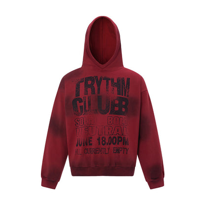 Letter Tie-Dye Heavyweight Short Pullover Hoodie WN24257