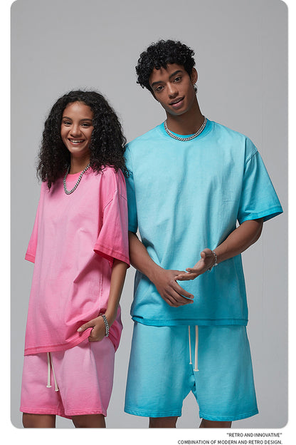 Vintage Dyed Oversize Short-sleeve T-shirt & Vintage Dyed Short Sweatpants Setup WN6642
