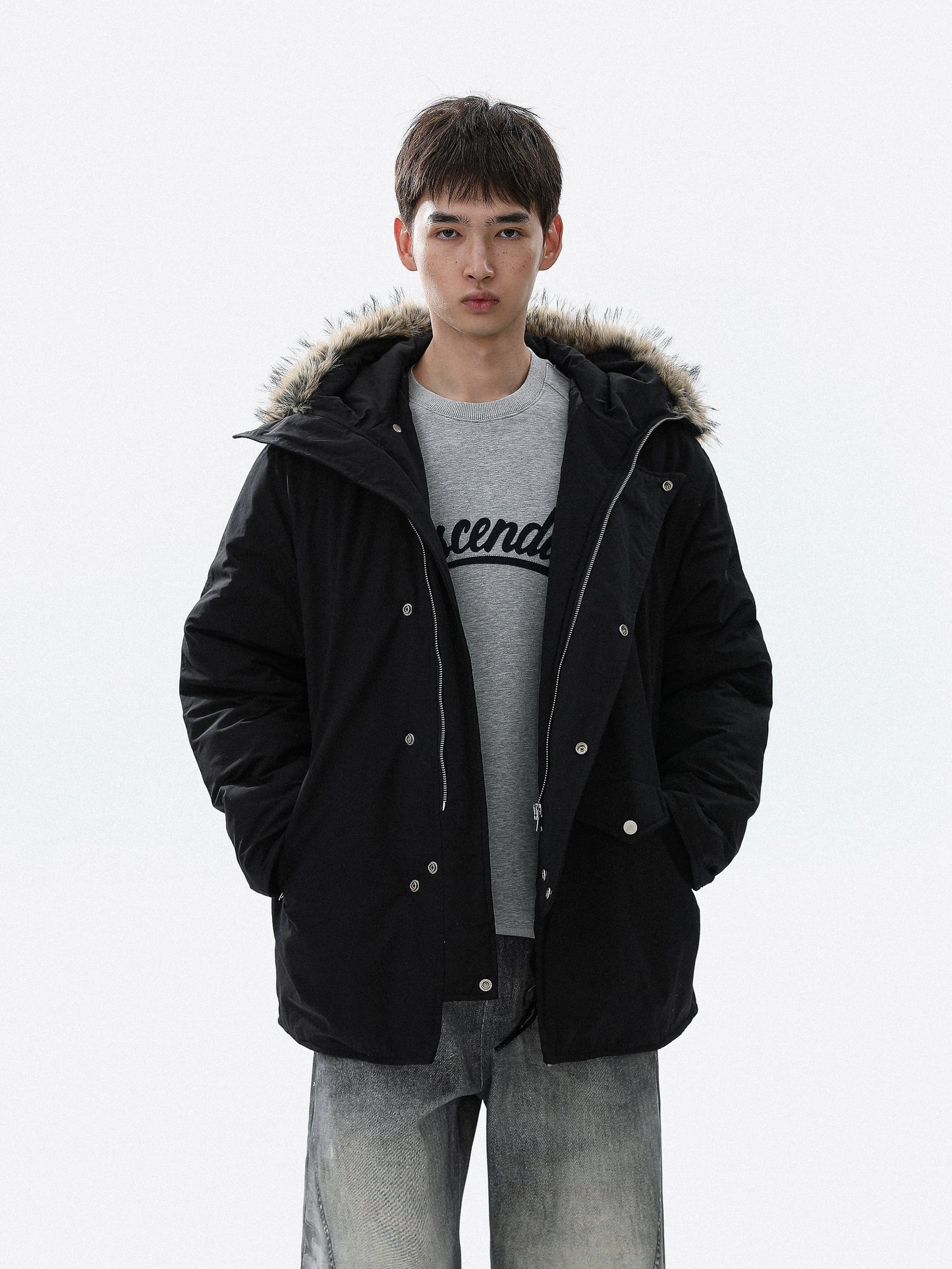 Fake Fur-Collar Hooded Jacket WN22119