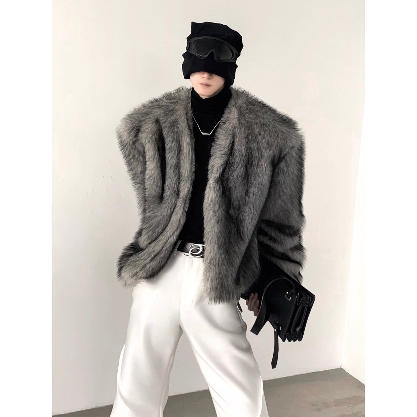 No Collar Fake Fox Fur Jacket WN9207