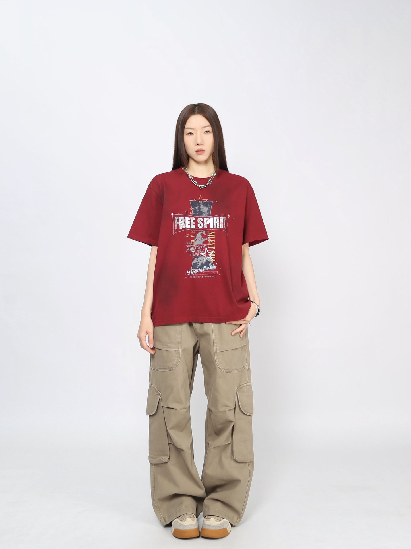 Washed Damage Print Short Sleeve T-Shirt WN24460