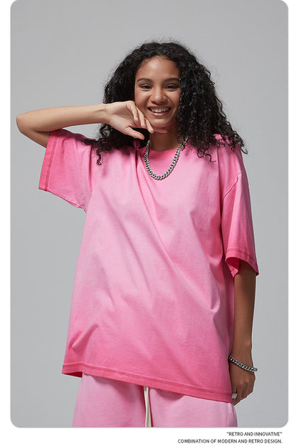 Vintage Dyed Oversize Short-sleeve T-shirt & Vintage Dyed Short Sweatpants Setup WN6642