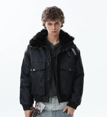 Fake Fur-Collar Large Pocket Thick Jacket WN22095