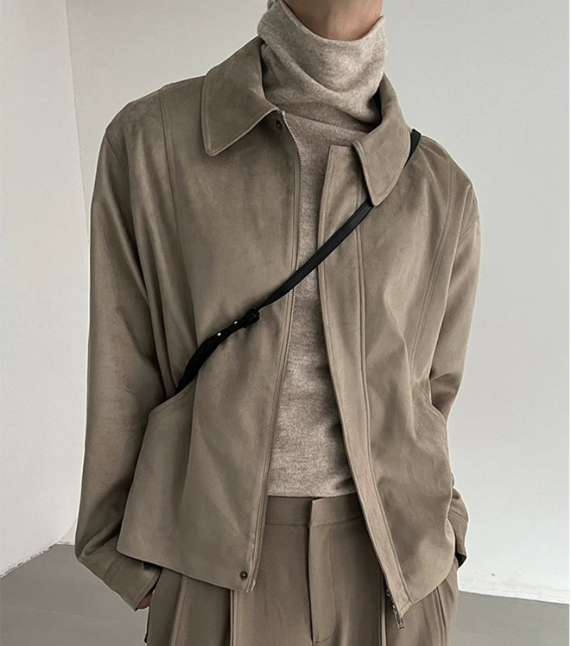 Suede Zipper Short Jacket WN21553