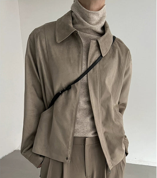 Suede Zipper Short Jacket WN21553