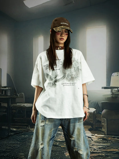 Print Breathable Pure Cotton Short Sleeve T-Shirt WN20549