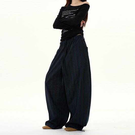 Stripe Curved Wide-Leg Pants WN9496