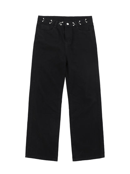 Waist Buckle Wide-leg Denim Jeans WN5680