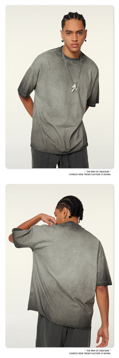 Washed Oversize Damage Short-sleeve T-shirt WN6451