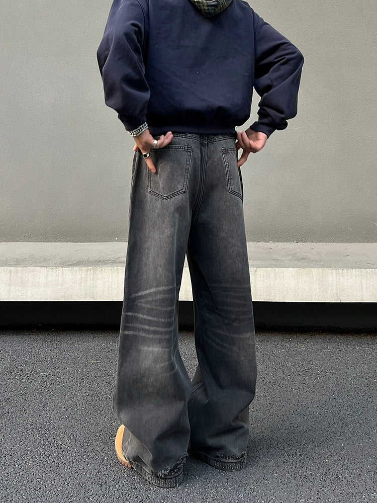 Washed Wide Leg Denim Jeans WN19506