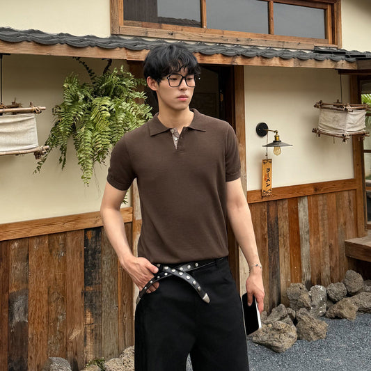 Rib Knit Short Sleeve Polo Shirt WN24990