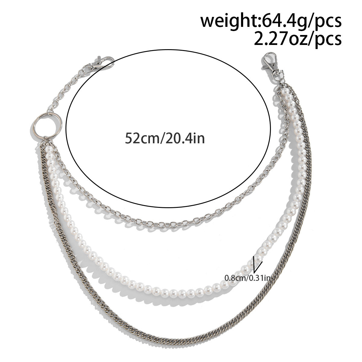 Pearl Beads Decor Pants Chain WN21075