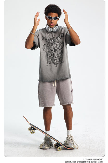 Washed Graphic Print Oversize Short Sleeve T-Shirt WN16248