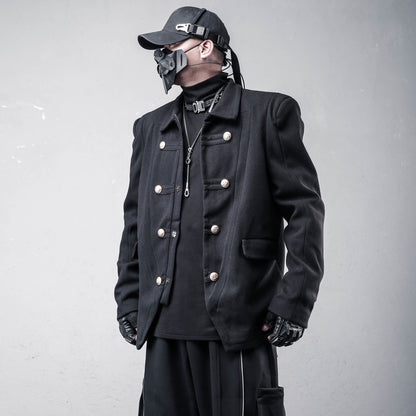 Tweed Metal Button Shoulder-Pad Short Jacket WN22570