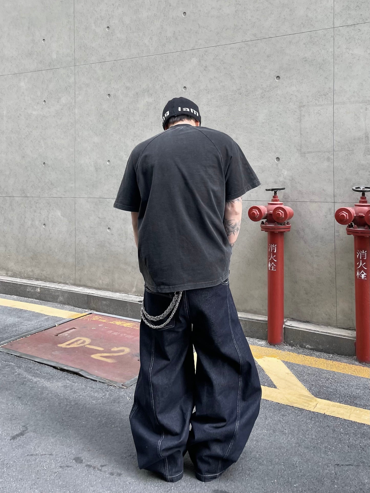 Letter Design Washed Oversize Short Sleeve T-Shirt WN14987