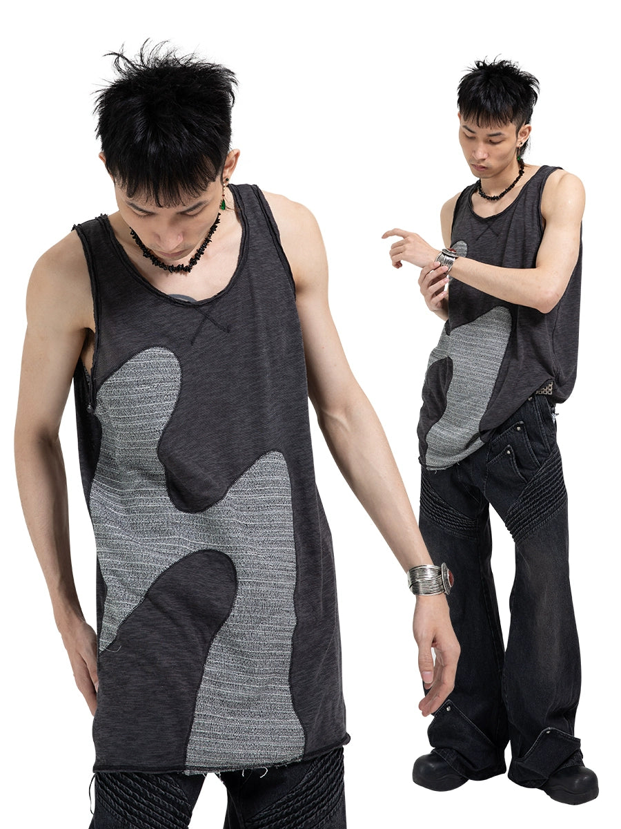 Bicolor Loose Tank Top WN17028