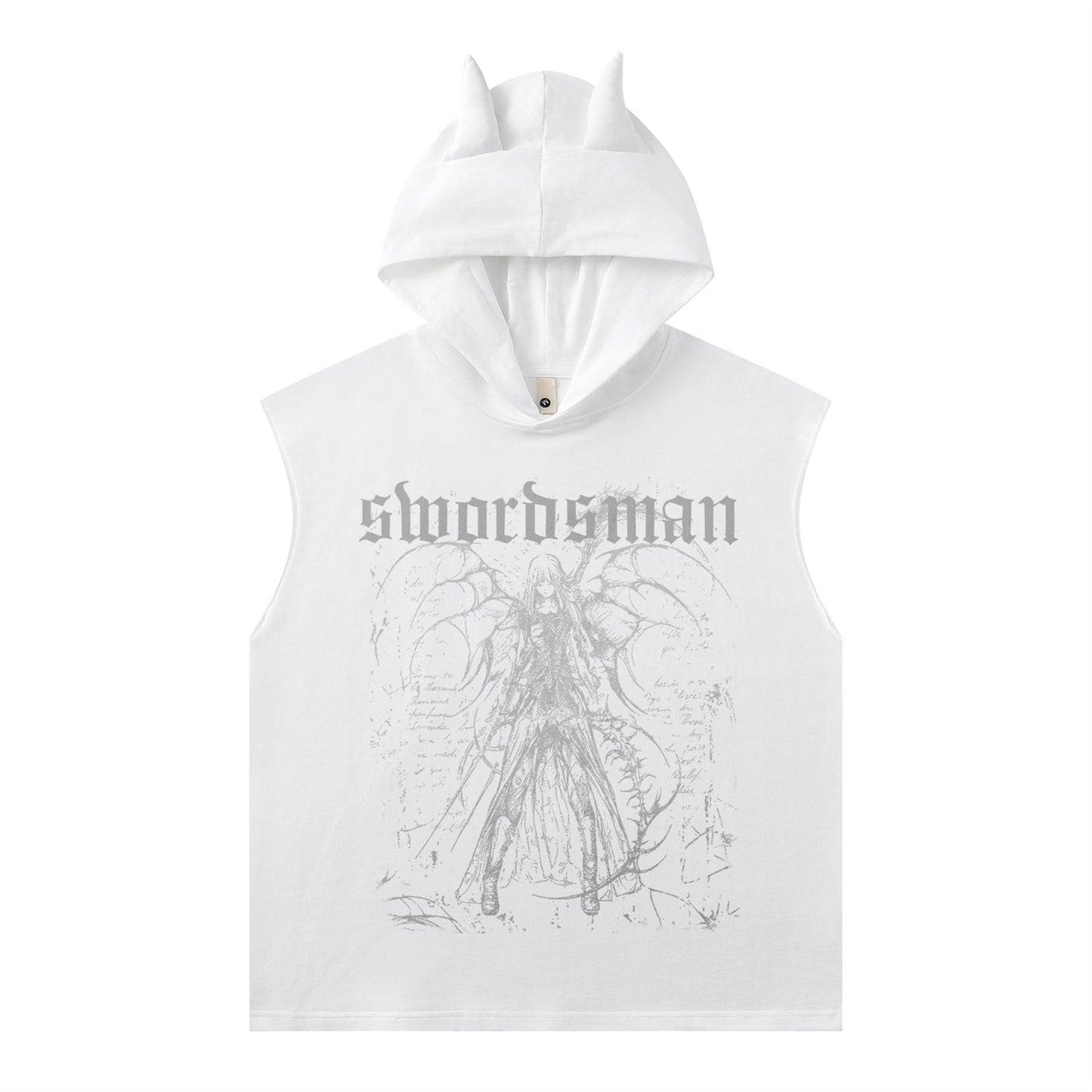 Washed Graffiti Print Sleeveless Hooded Tank Top WN15054